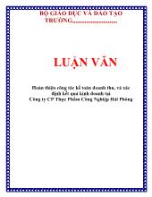 Luận văn Hoàn thiện công tác kế toán doanh thu, và xác định kết quả kinh doanh tại Công ty CP Thực Phẩm Công Nghiệp Hải Phòn