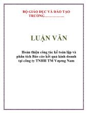 Luận văn Hoàn thiện công tác kế toán lập và phân tích báo cáo kết quả kinh doanh tại công ty TNHH TM Vương Nam