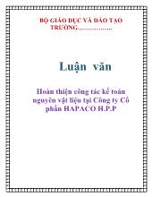 Luận văn Hoàn thiện công tác kế toán nguyên vật liệu tại Công ty Cổ phần HAPACO H.P.P