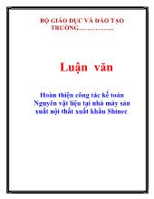 Luận văn Hoàn thiện công tác kế toán Nguyên vật liệu tại nhà máy sản xuất nội thất xuất khẩu Shinec