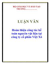 Luận văn Hoàn thiện công tác kế toán nguyên vật liệu tại công ty cổ phần Việt Xô