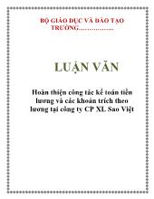 Luận văn Hoàn thiện công tác kế toán tiền lương và các khoản trích theo lương tại công ty CP xây lắp Sao Việt