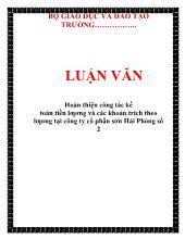 Luận văn Hoàn thiện công tác kế toán tiền lương và các khoản trích theo lương tại công ty cổ phần sơn Hải Phòng số 2