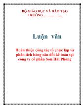 Luận văn Hoàn thiện công tác tổ chức lập và phân tích bảng cân đối kế toán tại công ty cổ phần Sơn Hải Phòng