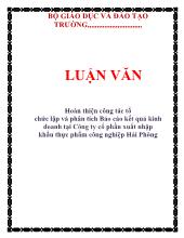 Luận văn Hoàn thiện công tác tổ chức lập và phân tích báo cáo kết quả kinh doanh tại Công ty cổ phần xuất nhập khẩu thực phẩm công nghiệp Hải Phòng