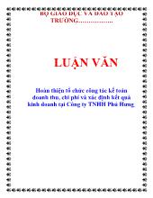 Luận văn Hoàn thiện tổ chức công tác kế toán doanh thu, chi phí và xác định kết quả kinh doanh tại Công ty TNHH Phú Hưng