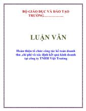 Luận văn Hoàn thiện tổ chức công tác kế toán doanh thu, chi phí và xác định kết quả kinh doanh tại công ty TNHH Việt Trường