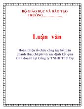 Luận văn Hoàn thiện tổ chức công tác kế toán doanh thu, chi phí và xác định kết quả kinh doanh tại Công ty TNHH Thời Dự