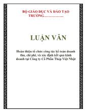 Luận văn Hoàn thiện tổ chức công tác kế toán doanh thu, chi phí, và xác định kết quả kinh doanh tại Công ty Cổ Phần Thép Việt Nhật