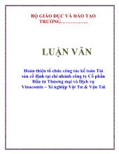 Luận văn Hoàn thiện tổ chức công tác kế toán tài sản cố định tại chi nhánh công ty cổ phần đầu tư thương mại và dịch vụ vinacomin – Xí nghiệp vật tư và vận tải