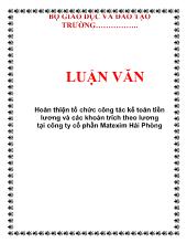 Luận văn Hoàn thiện tổ chức công tác kế toán tiền lương và các khoản trích theo lương tại công ty cổ phần Matexim Hải Phòng