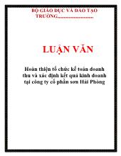 Luận văn Hoàn thiện tổ chức kế toán doanh thu và xác định kết quả kinh doanh tại công ty cổ phần sơn Hải Phòng