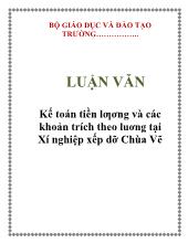 Luận văn Kế toán tiền lương và các khoản trích theo luơng tại Xí nghiệp xếp dỡ Chùa Vẽ