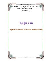 Luận văn Nghiên cứu văn hóa kinh doanh Ấn Độ
