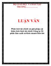 Luận văn Phân tích tài chính và giải pháp cải thiện tình hình tài chính Công ty Cổ phần Sản xuất và Kinh doanh Kim khí