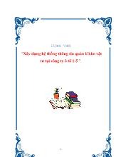 Luận văn Xây dựng hệ thống thông tin quản lí kho vật tư của công ty ô tô 1-5