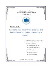 Tác động của công ty đa quốc gia đối với nền kinh tế- Vấn đề chuyển dịch công ty