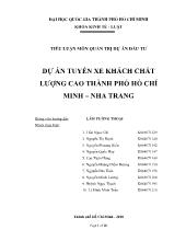 Tiểu luận Dự án tuyến xe khách chất lượng cao thành phố Hồ Chí Minh – Nha Trang