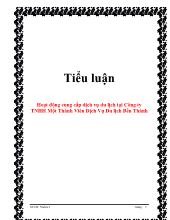 Tiểu luận Hoạt động cung cấp dịch vụ du lịch tại công ty TNHH một thành viên dịch vụ du lịch Bến Thành