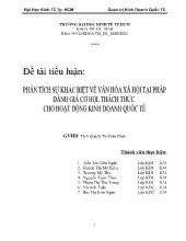 Tiểu luận Phân tích sự khác biệt về văn hóa xã hội tại Pháp đánh gái cơ hội, thách thức cho hoạt động kinh doanh quốc tế