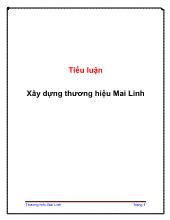 Tiểu luận Xây dựng thương hiệu Mai Linh