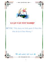 Xây dựng mô hình quản lý khai thác khu du lịch Chùa Hương