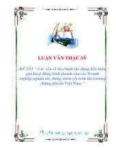 Các yếu tố tài chính tác động đến hiệu quả hoạt động kinh doanh của các Doanh nghiệp ngành xây dựng niêm yết trên thịtrường chứng khoán Việt Nam