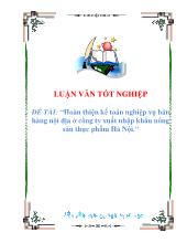 Đề tài Hoàn thiện kế toán nghiệp vụ bán hàng nội địa tại công ty xuất nhập khẩu nông sản thực phẩm Hà Nội