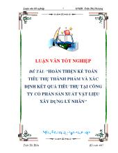 Đề tài Hoàn thiện kế toán tiêu thụ thành phẩm và xác định kết quả tiêu thụ tại công ty cổ phần sản xuất vật liệu xây dựng lý nhân