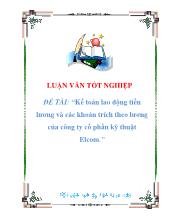 Đề tài Kế toán lao động tiền lương và các khoản trích theo lương của công ty cổ phần kỹ thuật Elcom