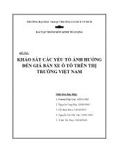 Đề tài Khảo sát các yếu tố ảnh hưởng đến giá bán xe ô tô trên thị trường Việt Nam