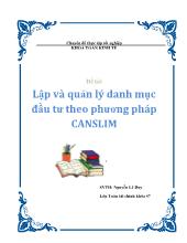Đề tài Lập và quản lý danh mục đầu tư theo phương pháp Canslim