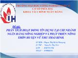 Đề tài Phân tích hoạt động tín dụng tại chi nhánh ngân hàng nông nghiệp và phát triển nông thôn huyện vũ thư - Thái bình