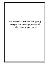Đề tài Phân tích tình hình quản lý chi ngân sách Phường 4, Thành phố Bến Tre năm 2009 - 2010