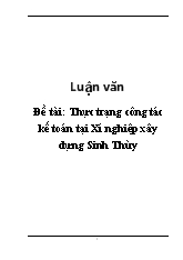 Đề tài Thực trạng công tác kế toán tại Xí nghiệp xây dựng Sinh Thùy