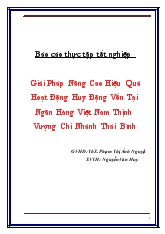 Giải pháp nâng cao hiệu quả hoạt động huy động vốn tại ngân hàng Việt Nam thịnh vượng chi nhánh Thái Bình