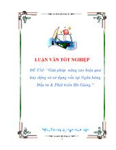 Giải pháp nâng cao hiệu quả huy động và sử dụng vốn tại ngân hàng đầu tư và phát Triển Hà Giang