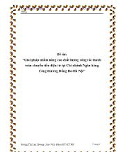 Giải pháp nhằm nâng cao chất lượng công tác thanh toán chuyển tiền điện tử ở Chi nhánh Ngân hàng Công thương Đống Đa - Hà Nội