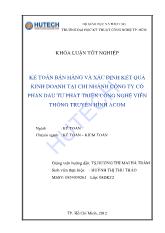Kế toán bán hàng và xác định kết quả kinh doanh tại chi nhánh công ty cổ phần đầu tư phát triển công nghệ viễn thông truyền hình acom