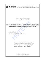 Kế toán thuế giá trị gia tăng và thuế thu nhập doanh nghiệp tại công ty TNHH khách sạn – Nhà hàng Hoa Long