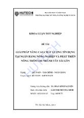 Khóa luận Giải pháp nâng cao chất lượng tín dụng tại ngân hàng nông nghiệp và phát triển nông thôn chi nhánh Tây Sài Gòn