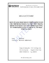 Khóa luận một số giải pháp hoàn thiện kiểm toán chu trình bán hàng và thu tiền trong kiểm toán tài chính tại công ty TNHH kiểm toán và dịch vụ tin học TP Hồ Chí Minh (aisc)