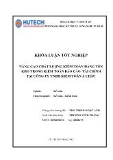 Khóa luận Nâng cao chất lượng kiểm toán hàng tồn kho trong kiểm toán tài chính tại công ty TNHH kiểm toán Á Châu
