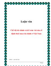 Luận văn Chế độ tài chính và kế toán tài sản cố định thuê mua tài chính ở Việt Nam