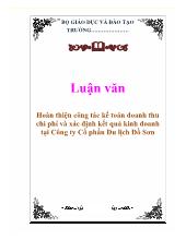 Luận văn Hoàn thiện công tác kế toán doanh thu chi phí và xác định kết quả kinh doanh tại Công ty Cổ phần Du lịch Đồ Sơn