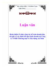 Luận văn Hoàn thiện tổ chức công tác kế toán doanh thu, chi phí và xác định kết quả kinh doanh tại Công ty TNHH Thương mại và Xây dựng An Sinh
