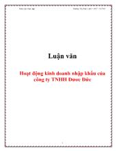 Luận văn Hoạt động kinh doanh nhập khẩu của công ty TNHH Dươc Đức