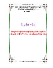 Luận văn Hoạt động tín dụng tại ngân hàng liên doanh INDOVINA chi nhánh Cần Thơ