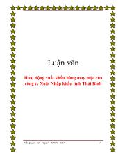 Luận văn Hoạt động xuất khẩu hàng may mặc của công ty Xuất Nhập khẩu tỉnh Thái Bình