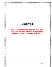 Luận văn Một số giải pháp nhằm nâng cao hiệu quả công tác thẩm định tài chính trong cho vay trung dài hạn tại Sở Giao Dịch ngân hàng nông nghiệp Việt Nam
